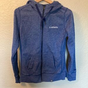 Alchemy Blue Textured Fabric Zip up hooded jacket with pockets. Good condition